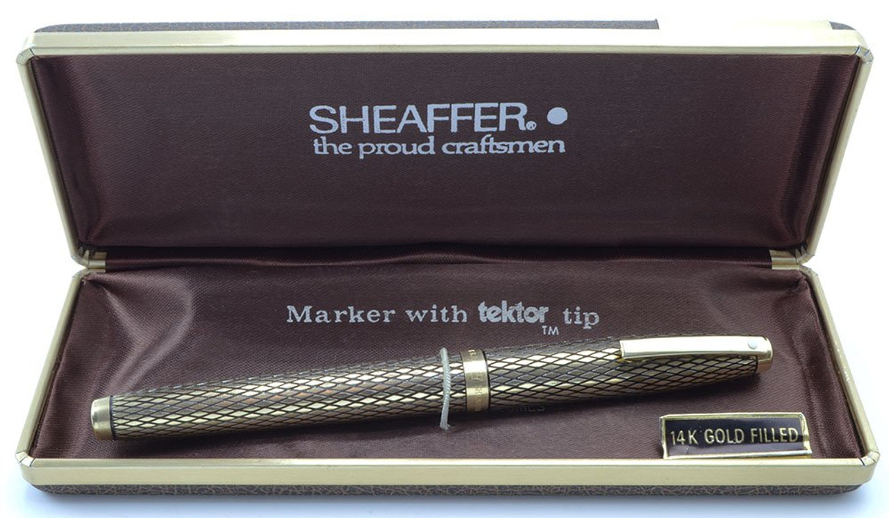 Sheaffer Imperial Sovereign Fountain Pen - GF Diamond Design, Fine 14k V-Inlay Nib (New Old Stock in Box)