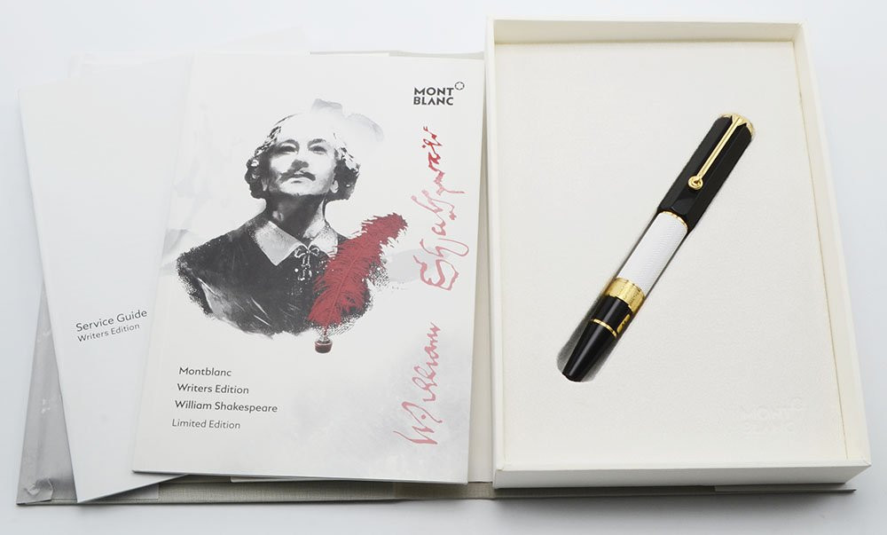 Montblanc Writers Edition LE Fountain Pen (2016) - William Shakespeare, Black & White, 18k Medium (New in Box, Works Well)