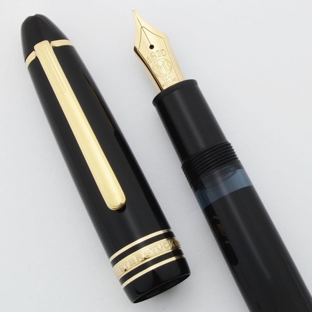 Montblanc Meisterstuck 146 Fountain Pen (1980s) - Black w Gold Trim, Piston Fill, 14k Fine Nib (Excellent + in Box, Works Well)