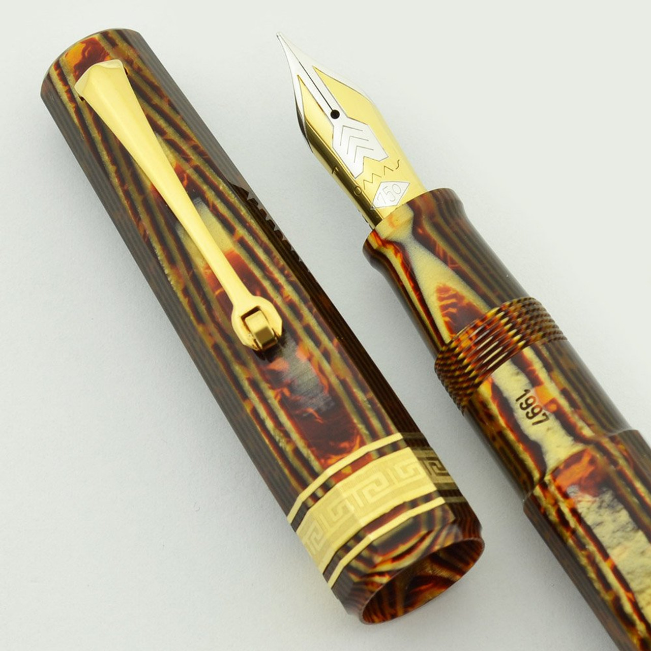Omas Paragon Fountain Pen (1997) - Arco Brown Celluloid, 18k Fine (Superior in Box, Works Well)