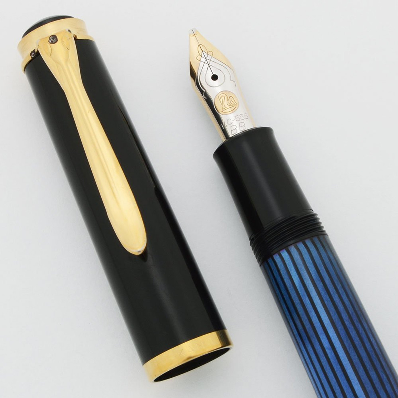 Pelikan 　ペリカン　万年筆 M400 14金 585F Pelikan M400 Fountain Pen - Old Style (1995), Blue Striped