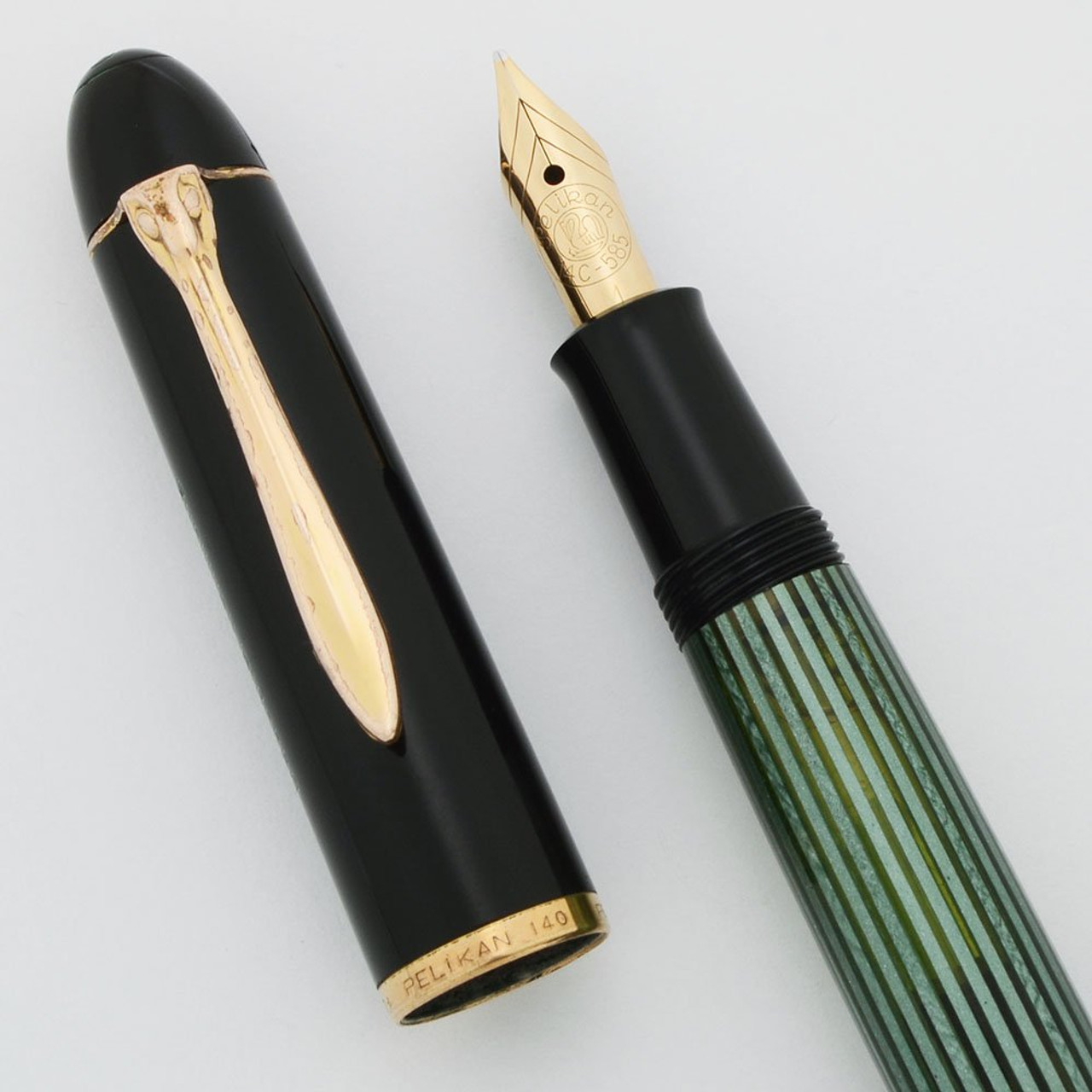 Pelikan 140 Fountain Pen - 1950s, Green Stripes, 14k Medium