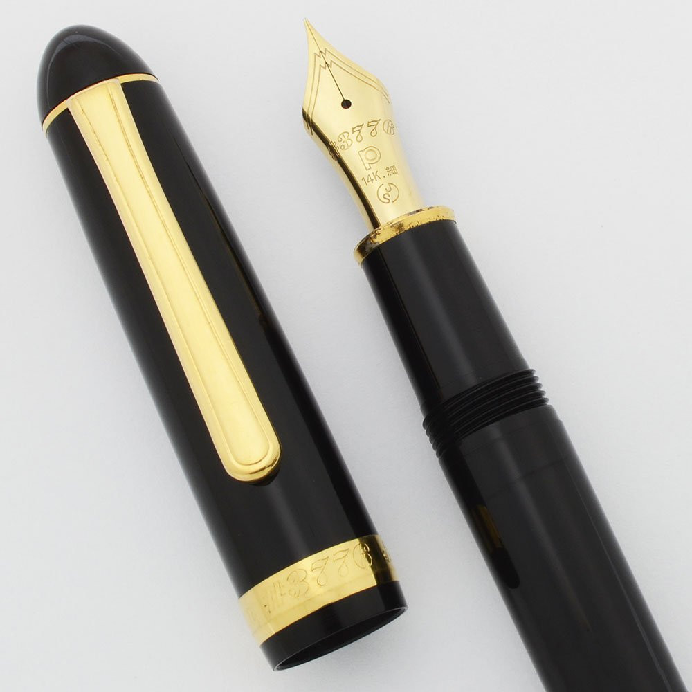 Platinum 3776 Fountain Pen - Black w Gold Plated Trim, 14k Fine
