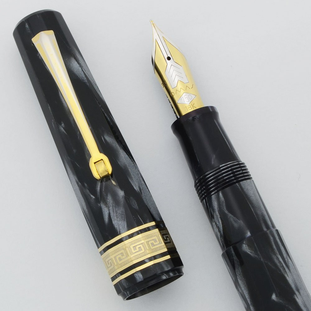 Omas Paragon celluloid 万年筆　字幅BBB Omas Paragon Fountain Pen - Pearl Grey Celluloid, 18k Medium