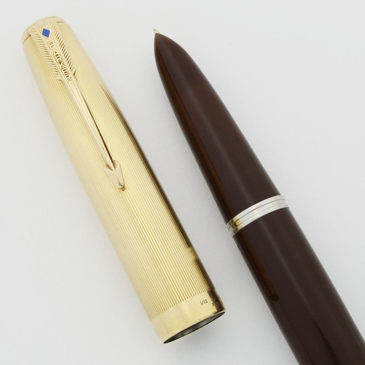 Parker 51 Vacumatic Demi (1947) - Cordovan Brown, Gold Filled Cap, Fine (Excellent, Restored