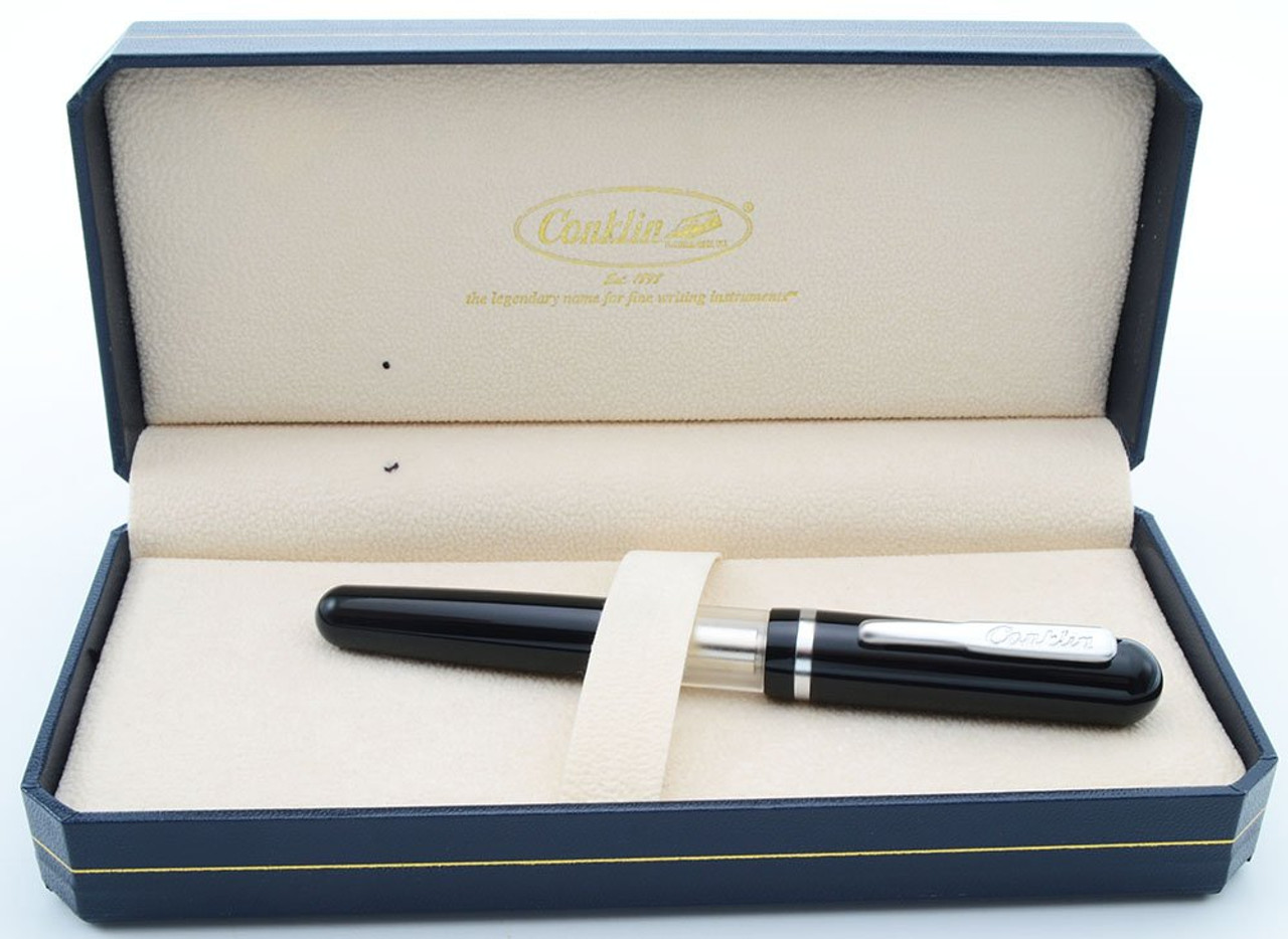 Conklin (Modern) Heritage Sleeve Filler Fountain Pen - Black, 1.1mm Steel Nib (Superior in Box, Works Well)