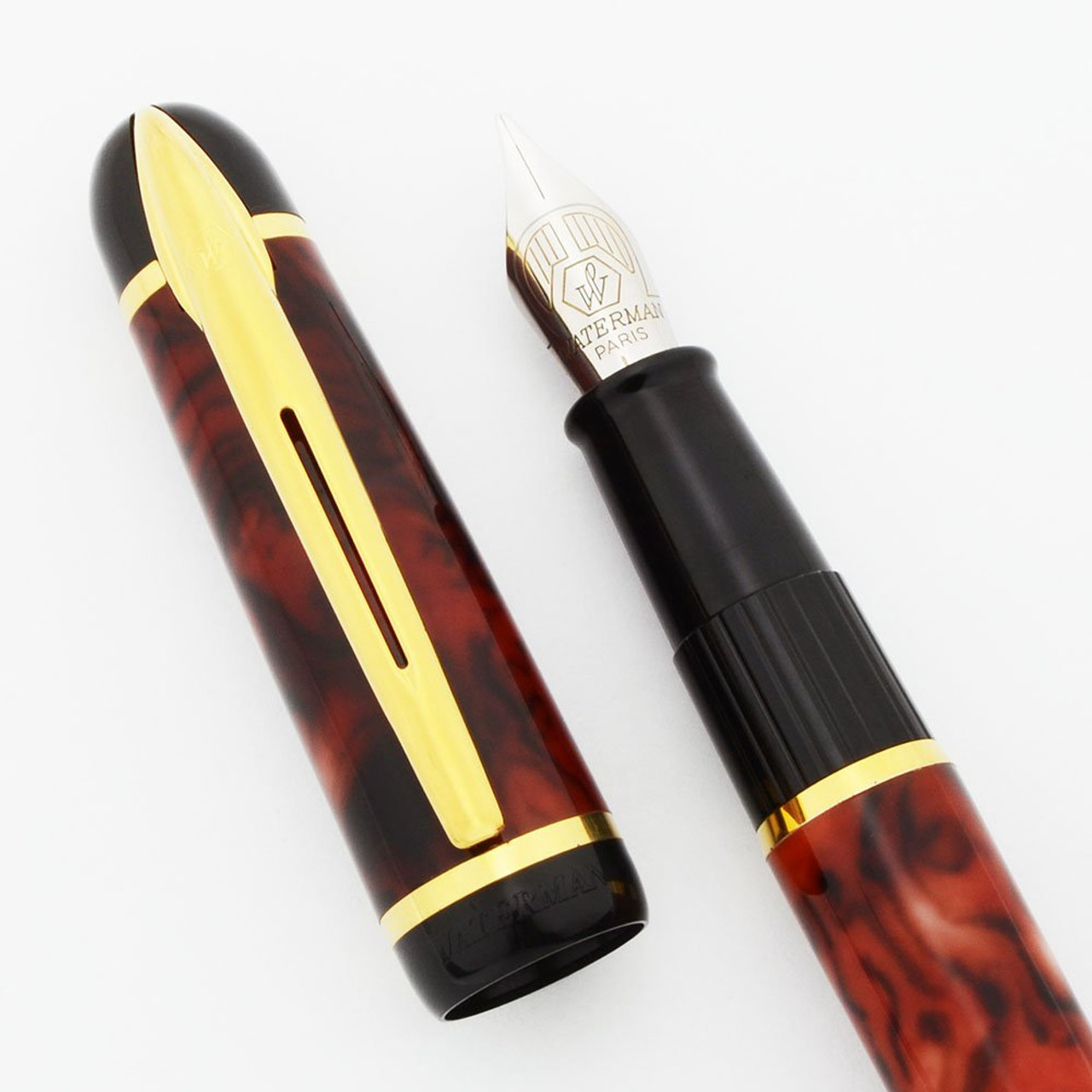 Waterman Phileas Fountain Pen -  Red Marble, Right Oblique by Binder (Excellent, Works Well)