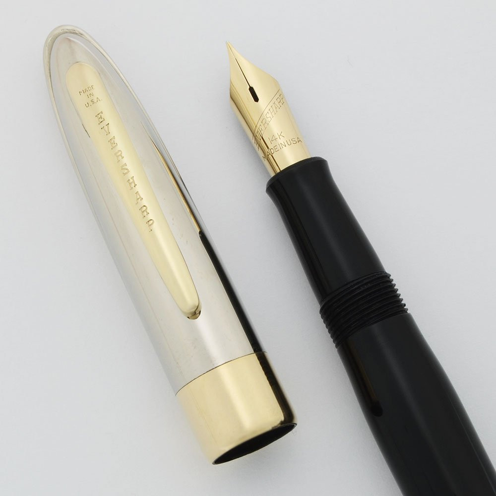 Eversharp Symphony Deluxe 703 Fountain Pen - 2nd Gen w Slipper Cap, Black, Fine 14k Nib (Excellent +, Restored)