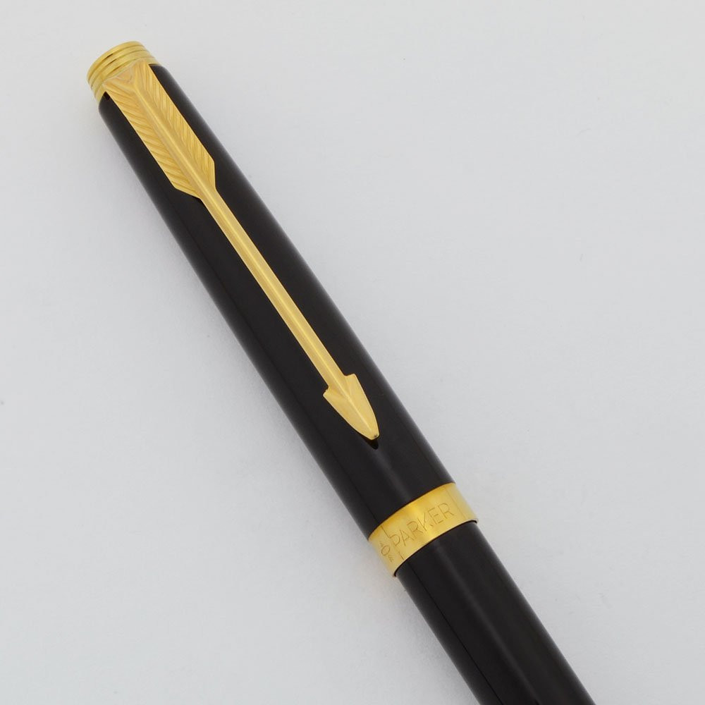 PARKER 万年筆 75 セレクト14k ラックブラック Parker 75 Ballpoint Pen - Black Lacquer with Gold Trim (Excellent