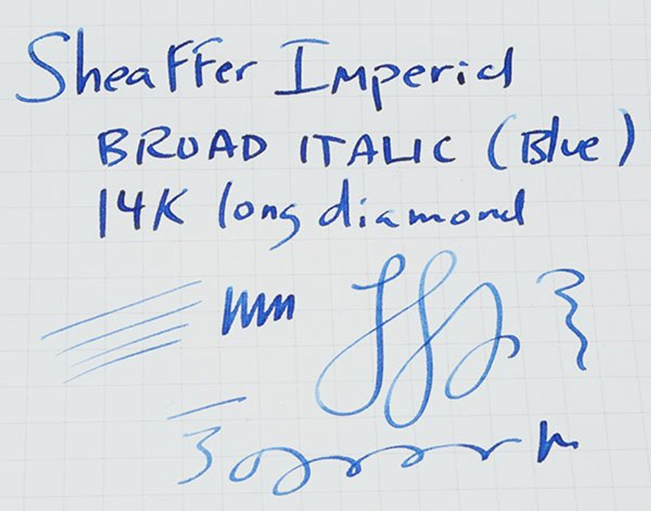 Sheaffer 14k Imperial Long Diamond Nib in Blue - Broad Cursive Italic Grind