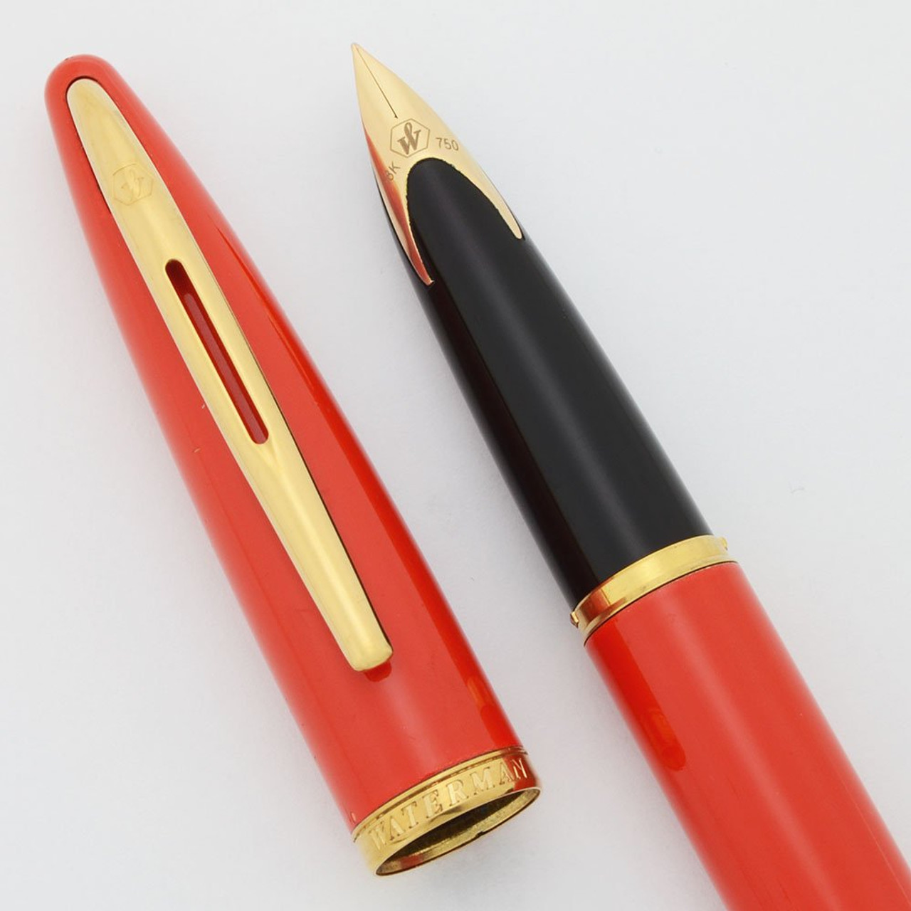 Waterman Carene Fountain Pen - Coral Orange, GP Trim, 18k Fine (Very Nice, Works Well)