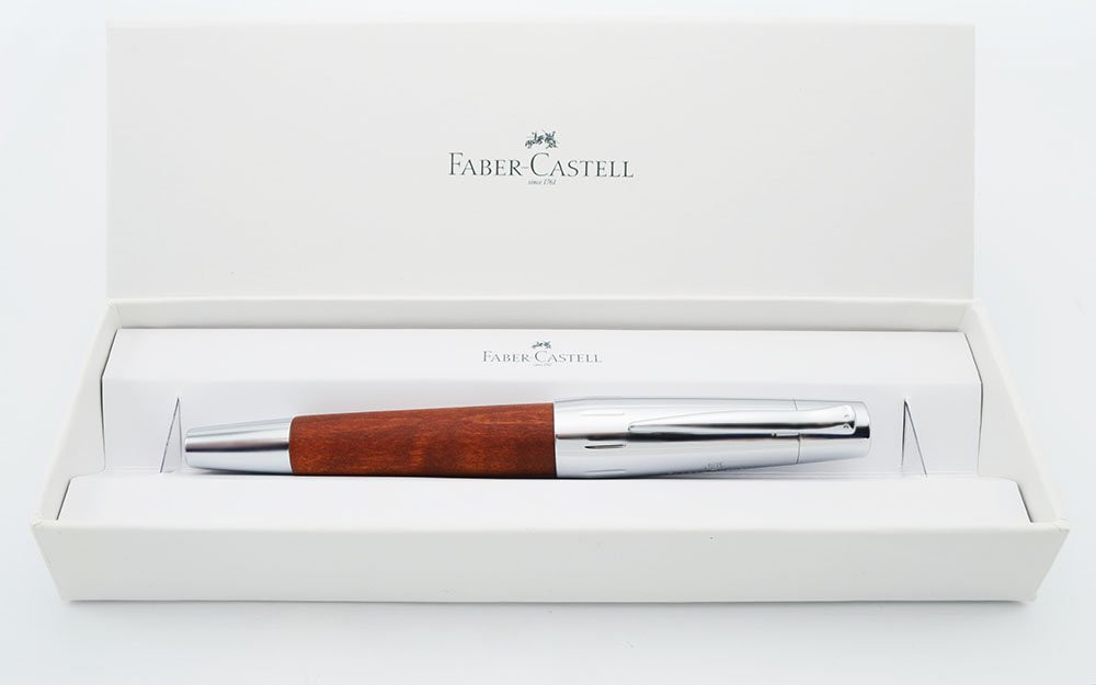Faber-Castell E-Motion Fountain Pen - Pearwood Light Brown, Large, Medium Steel Nib (Near Mint in Box, Works Well)