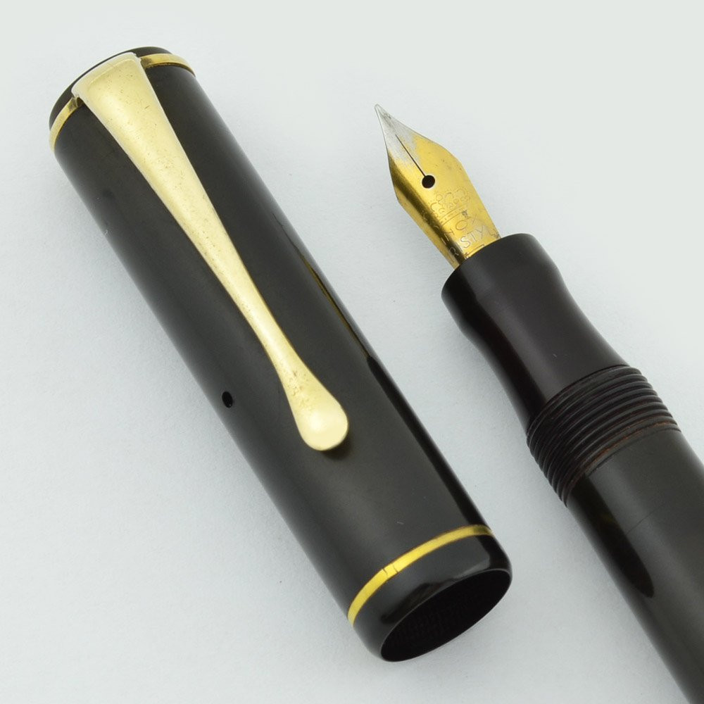 Vintage Hard Rubber Fountain Pen 1930s, Lever, Inox Flexible Gold