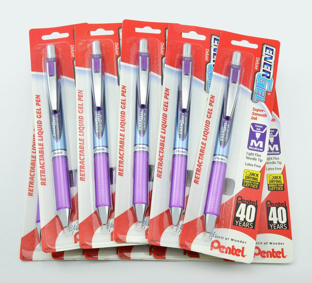 Pentel EnerGel Deluxe Retractable Gel Pen .7mm Needle Tip, Violet Ink