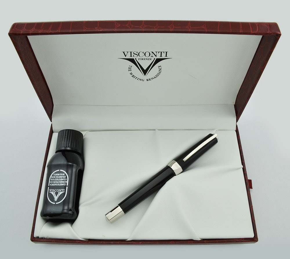 Visconti Opera Fountain Pen Black Guilloche Resin, Medium 14k Nib