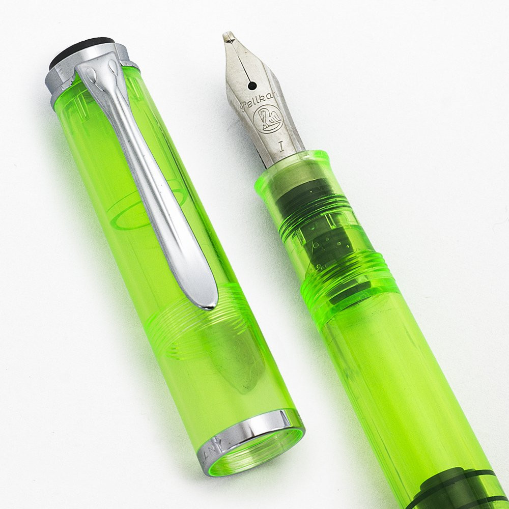 Pelikan SE M205 Fountain Pen DUO Highlighter Shiny Green, Chrome Trim