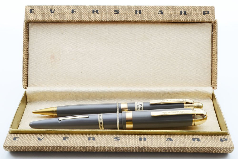 Eversharp Skyline Fountain Pen Set Grey with Gold Filled Derbies and