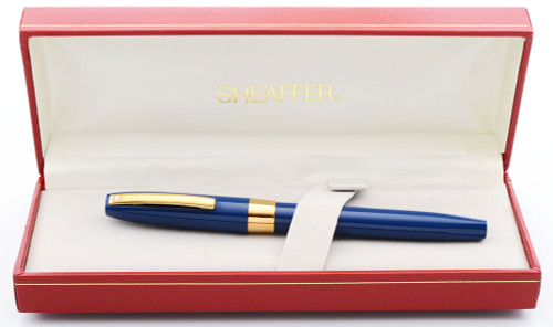 Sheaffer Triumph Imperial (1990s) Fountain Pen - Blue with Gold Trim, Fine V-inlay Blue Steel Nib (New Old Stock in Box)
