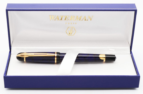 Waterman Phileas Fountain Pen (1990s/2000s) - Dark Purple Marble, Medium Two-Tone Nib (Near Mint In Box, Works Well)