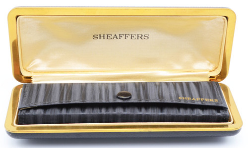 Sheaffer Balance Fountain Pen Set  (1940s) -  Grey Pearl Striated, Vac-Fil, #5 EF 14k Two Tone Feather Touch Nib (Excellent in Box, Restored)