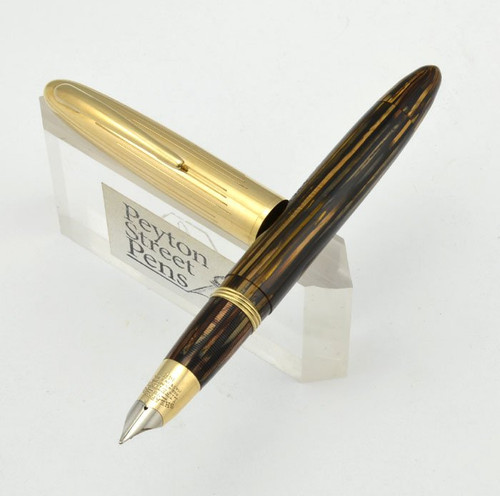 Sheaffer Crest 1500 Fountain Pen -  Brown Striated, Vac-Fil, FineTriumph Nib (Superior, Restored)
