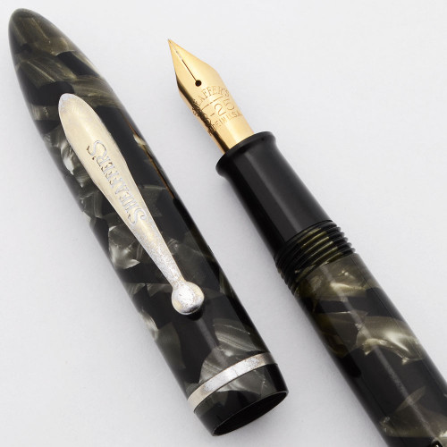 Sheaffer Balance 3-25 Slim Full Length Fountain Pen (1930s) - Grey Marble, Lever Filler, Extra Fine (User Grade, Restored)