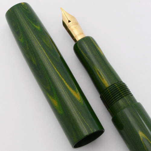 PSPW Prototype Blow Filler - Custom Green Yellow Ripple Nikko Ebonite, 14k Eversharp Flexible Fine Nib (New)