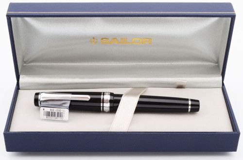 Sailor Pro Gear Fountain Pen - Black w Rhodium Trim, 21k Fine Nib (Excellent in Box)