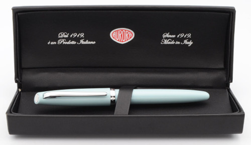 Aurora Style Fountain Pen - Light Blue w/Chrome Trim, C/C, GP Medium Steel Nib (Excellent, In Box, Works Well)
