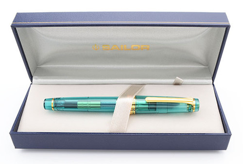Sailor Pro Gear Wancher Fountain Pen - Aqua Blue w Gold Trim, 21k Nibs (New in Box, Works Well)