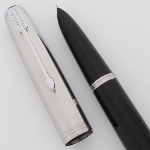 Parker 51 Special Demi Aerometric Fountain Pen (1950s) - Black w Steel Cap, Fine Steel Nib (Excellent, Works Well)