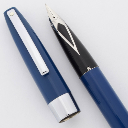Sheaffer Triumph Imperial 2332 Fountain Pen (1994) - Blue w/Chrome Trim, C/C, Medium Inlaid Nib (Excellent +, Works Well)