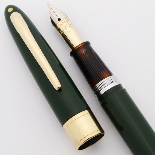 Sheaffer Statesman Touchdown TM Fountain Pen (1950s) - Green, Fine 14k Two-Tone Nib (Very Nice, Restored)