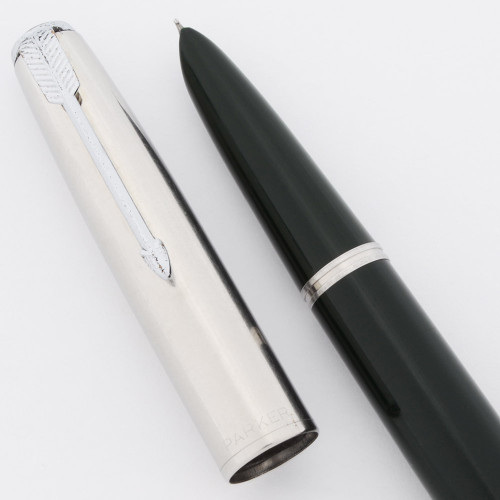 Parker 51 Special Fountain Pen (1950s) - Forest Green w/Shiny Steel Cap, Medium Steel Nib (Very Nice, Works Well)
