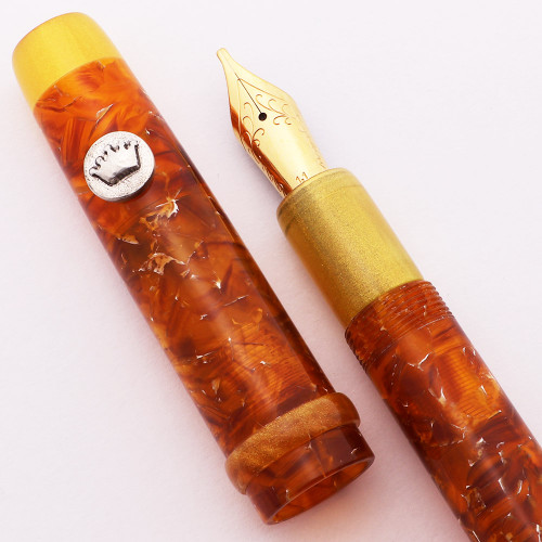 PSPW Prototype for JoWo 6 Nibs - Conway Stewart Amber, Fine Silver Crown Rollstop (New)