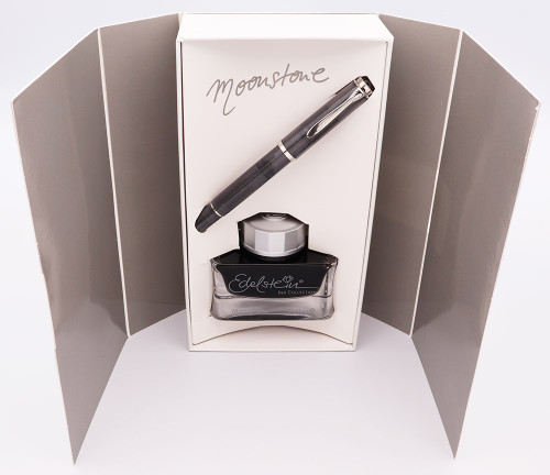 Pelikan M205 SE Fountain Pen (2020) - Moonstone w/Chrome Trim, Matching Ink, Piston Filler, Fine Steel Nib (Near Mint in Box)