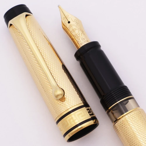 Aurora Optima Oro Massiccio Jewelry Fountain Pen - 18k Gold, Piston Filler, Broad 18k Nib (Near Mint,  Works Well)
