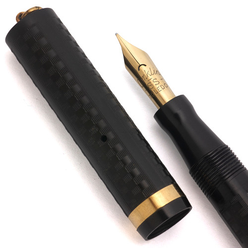 Conklin Student Special Ringtop Fountain Pen - BCHR, Checks Pattern, Lever Filler, Fine "Student Special"  Nib (Excellent, Restored)