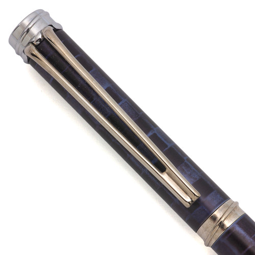 Waterman Harmonie Ballpoint Pen (2000s) - Blue and Black Checkerboard w Chrome Trim (Excellent +, Works Well)
