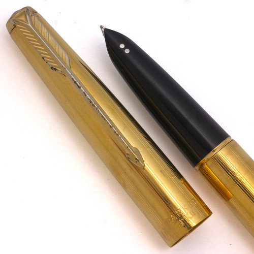 Parker 61 Mk II Aerometric Fountain Pen (Argentina 1959-62) - Gold Lines, Fine Octanium Nib (Excellent, Works Well)