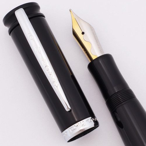 Loiminchay Mini Qian Long Fountain Pen (2008) - Black, White Gold Trim, 18k Medium Nib (New Old Stock)