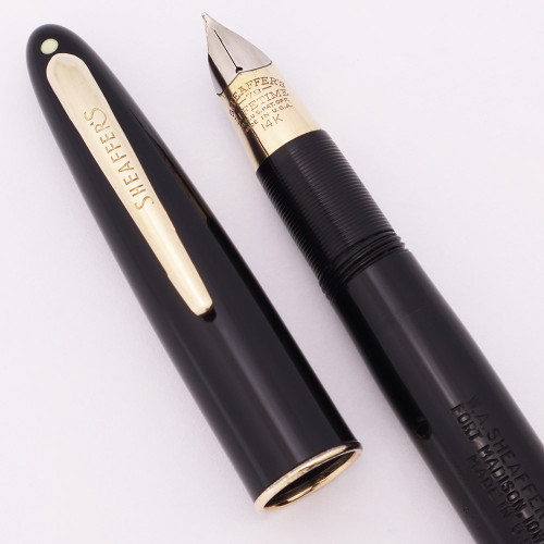 Sheaffer Triumph Sovereign II Fountain Pen (1940s) - Black, Lever Filler, Fine 14k Triumph Nib (Excellent, Restored)