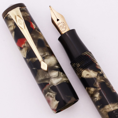 Conway Stewart 240 Fountain Pen (1930s) - Marbled Olive w Red Flecks, Flexible Fine 14k Nib (Excellent, Restored) Conway Stewart 240 Fountain Pen (1930s) - Marbled Olive w Red Flecks, Flexible Fine 14k Nib (Excellent, Restored)