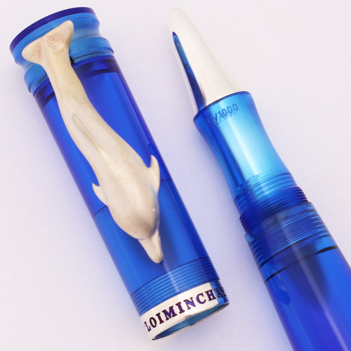Loiminchay Riviera Rollerball Pen (Limited Edition of 1000) - Oversized, Sterling Matte Dolphin Clip, Blue Clear Acrylic (New Old Stock) Loiminchay Riviera Rollerball Pen (Limited Edition of 1000) - Oversized, Sterling Matte Dolphin Clip, Blue Clear Acrylic (New Old Stock)