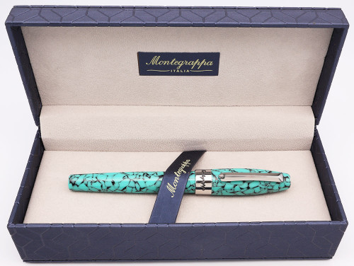 Montegrappa Fortuna Fountain Pen (2015-17) - "Barcelona" Turquoise, Chrome Trim, C/C, Fine Steel Nib (Excellent + In Box, Works Well) Montegrappa Fortuna Fountain Pen (2015-17) - "Barcelona" Turquoise, Chrome Trim, C/C, Fine Steel Nib (Excellent + In Box, Works Well)
