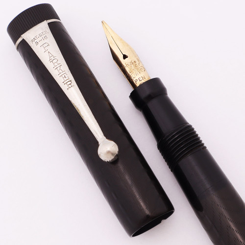 Parker Jack Knife Lucky Curve 23-1/2 Fountain Pen (1920s) - BCHR w Nickel Trim, Button Filler, Fine Lucky Curve #2 Flexible Nib (Excellent, Restored) Parker Jack Knife Lucky Curve 23-1/2 Fountain Pen (1920s) - BCHR w Nickel Trim, Button Filler, Fine Lucky Curve #2 Flexible Nib (Excellent, Restored)