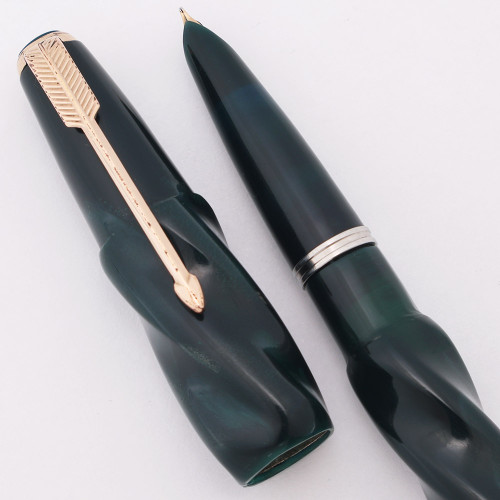 Parker 51 Ariel Kullock "Fantasy" Aerometric -  Acrylic Big Spiral Aquamarine Cap and Barrel, Fine Gold Nib (Excellent, Works Well)