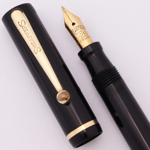 Sheaffer 3-25 Flat Top 1930s - Black, Junior Size, Fine Gold Nib (Excellent, Restored)