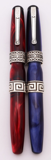 Curtis Australia Elegance Fountain Pen - "Key" Style, Sterling Trim, Various Resins, Medium 14k Nib  (New Old Stock)