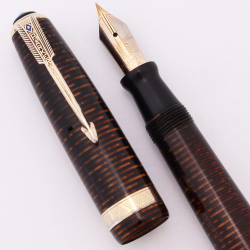 Parker Vacumatic Major Fountain Pen (1943) - Golden Pearl, Fine Nib (Excellent, Restored)